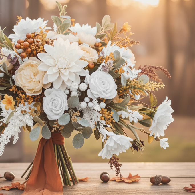 flores artificiales de otoño
