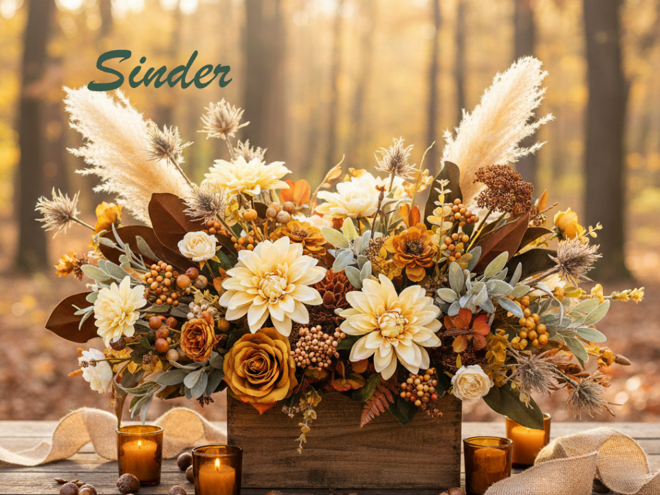 flores artificiales de otoño