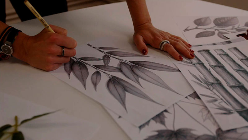 fabricante de plantas artificiales. dibujo sinder en Sinder